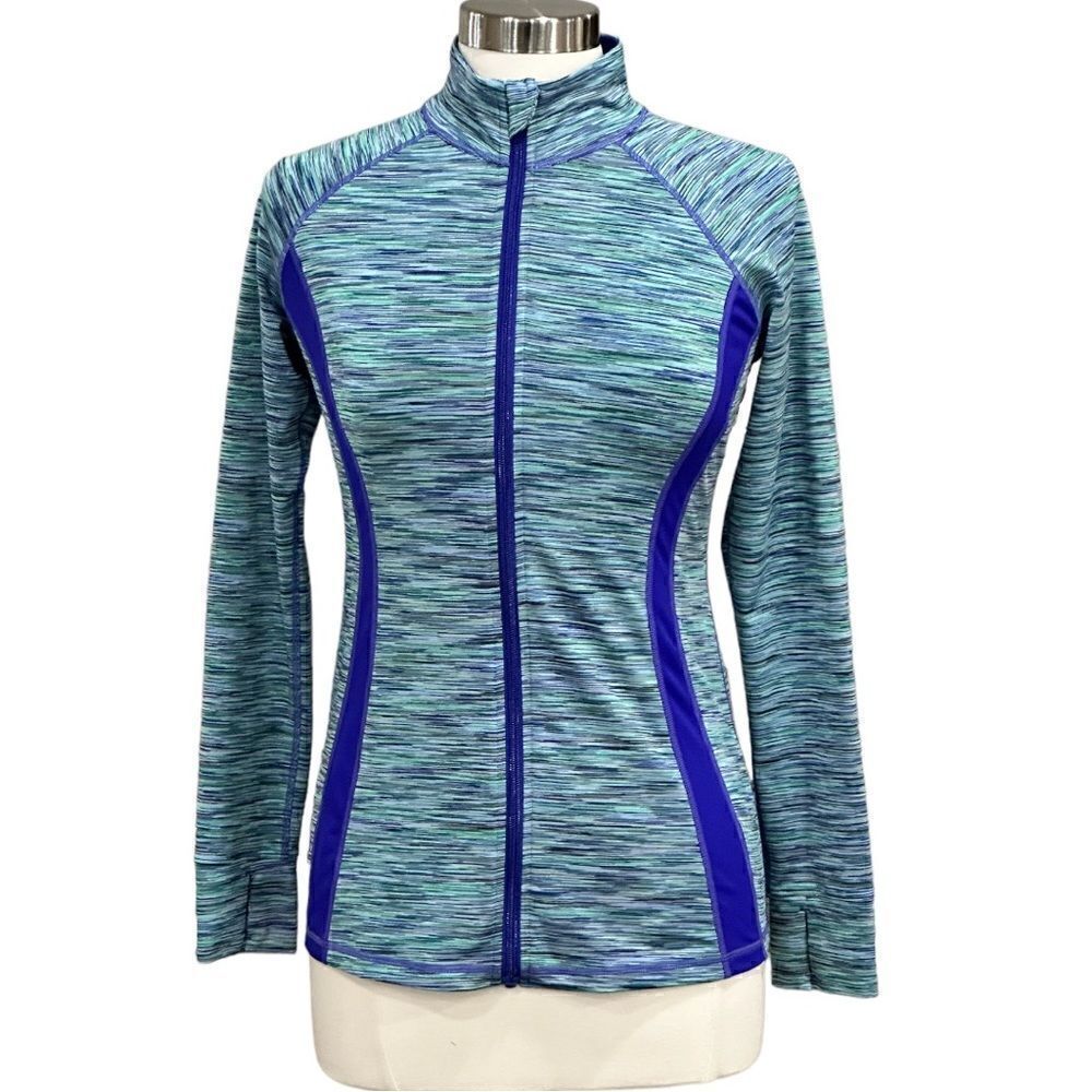 Ideology Women’s Active Space Dye Jacket in the Size Small in Multi/Blue Combo